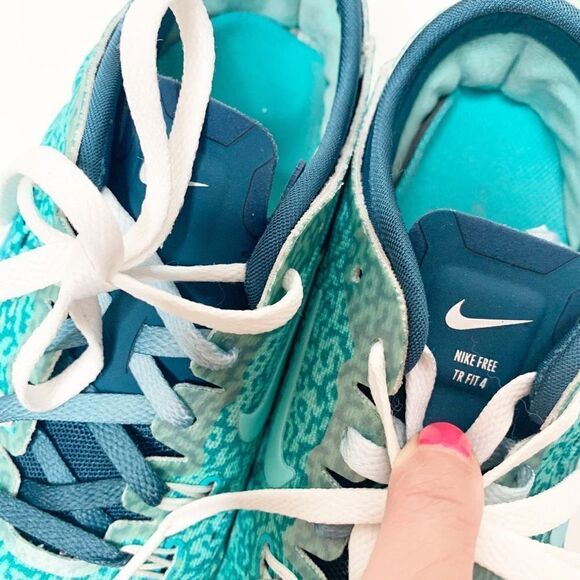 Nike Free 5.0 Tr Fit 4 Print Hyper Turquoise Space Blue Dusty Cactus Women’s 6.5 - Picture 12 of 12